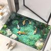 3D Underwater Cave Optical Illusion Rug Blue Ocean Small Area Rug Non-slip Kids Room Floor