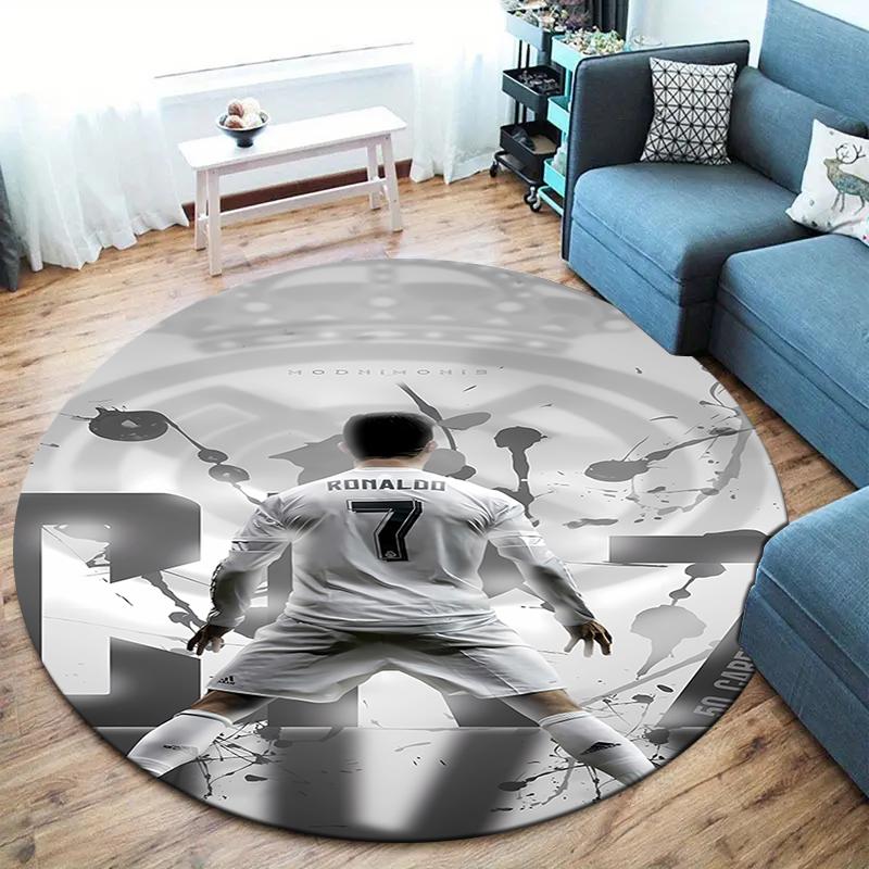 Ronaldo Round Area Rug,Carpet Rug for Living Room Bedroom Sofa Playroom Decor,Non-slip Floor Mat