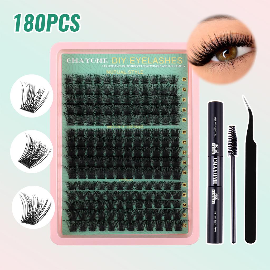 Single Cluster C Curved Multi-Hair False Eyelash Set 10-16Mmdiy Segmented Grafting Thick Eyelashes
