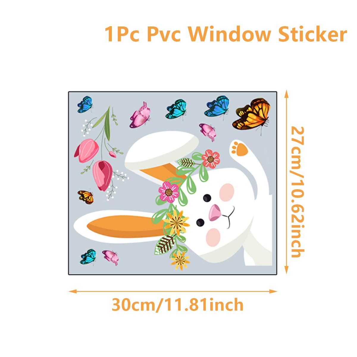 

Easter Cartoon Bunny Egg Glass Sticker Happy Easter Party Decoration For Home 2026 Kids Favors Gift Rabbit Flower Window Sticker