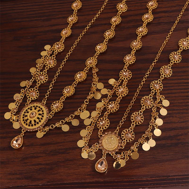 Indian Head Chain For Women Arabic Gold Color Coins Tassel Bridal  Headdress Wedding Accessories