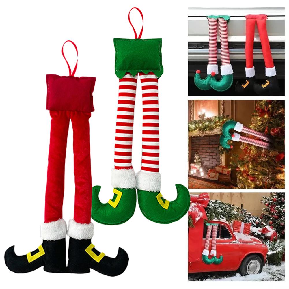 2025 New Year Christmas Elf Santa Legs Car Accessory Christmas Decor For Home Xmas Tree Pendants Auto Rear Trunk Door Leg D H3B1