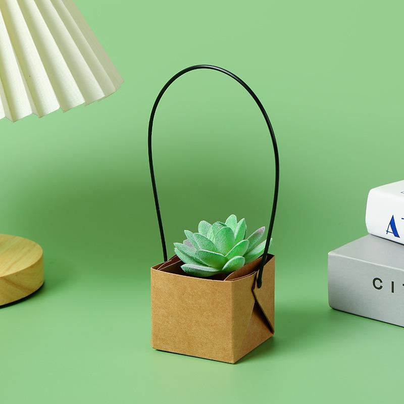 Handmade Waterproof Kraft Paper Succulent Gift Box Pot