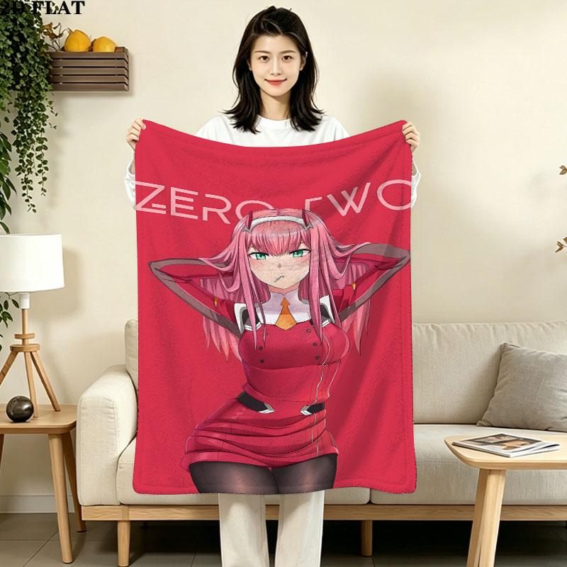 1PC Franxx Zero Two Patterned Flannel Blanket Suitable For All Seasons For Home Decor Warmth And Comfort Gifts Holiday Present