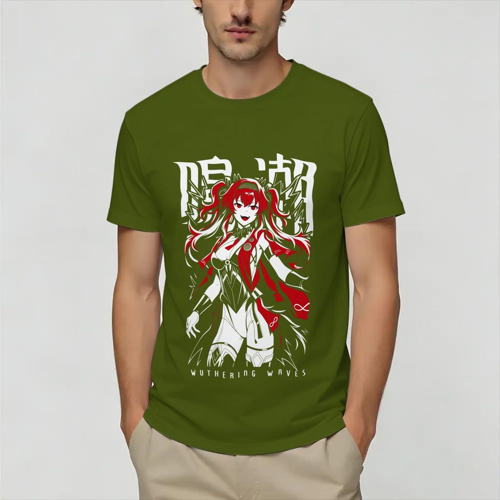 Wuthering Waves TShirt Summer 100 Cotton T Shirts For Male Hippie Loose Tee Shirt Short Sleeve Y2K Funny Tees
