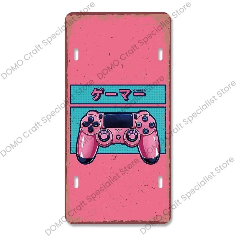 Placă de înmatriculare pentru jocuri video Placă metalică Vintage Playstation Gamer Poster metalic din tablă Decor de perete pentru cameră de joacă pentru băieți acasă