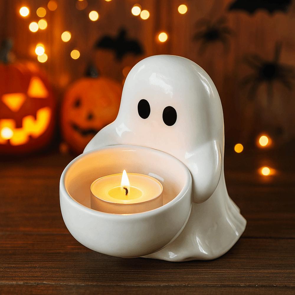 Resin Halloween Ghost Candle Holder Gothic Halloween Candlestick Holder  Party Decorations