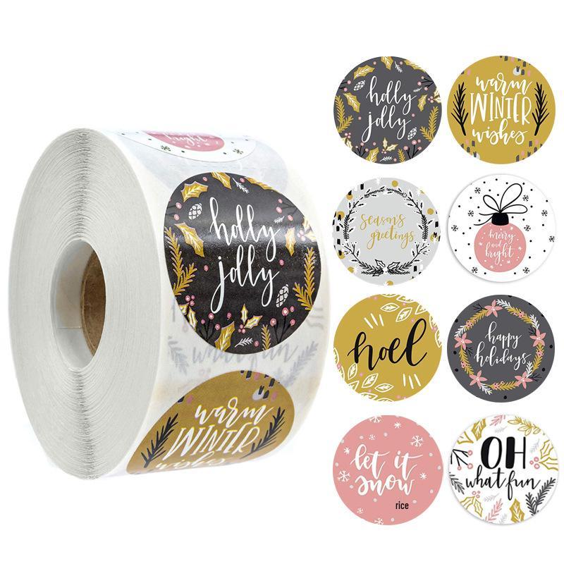 3.8cm Christmas Sticker Roll - Gift Box Sealing Labels for Holiday Decoration
