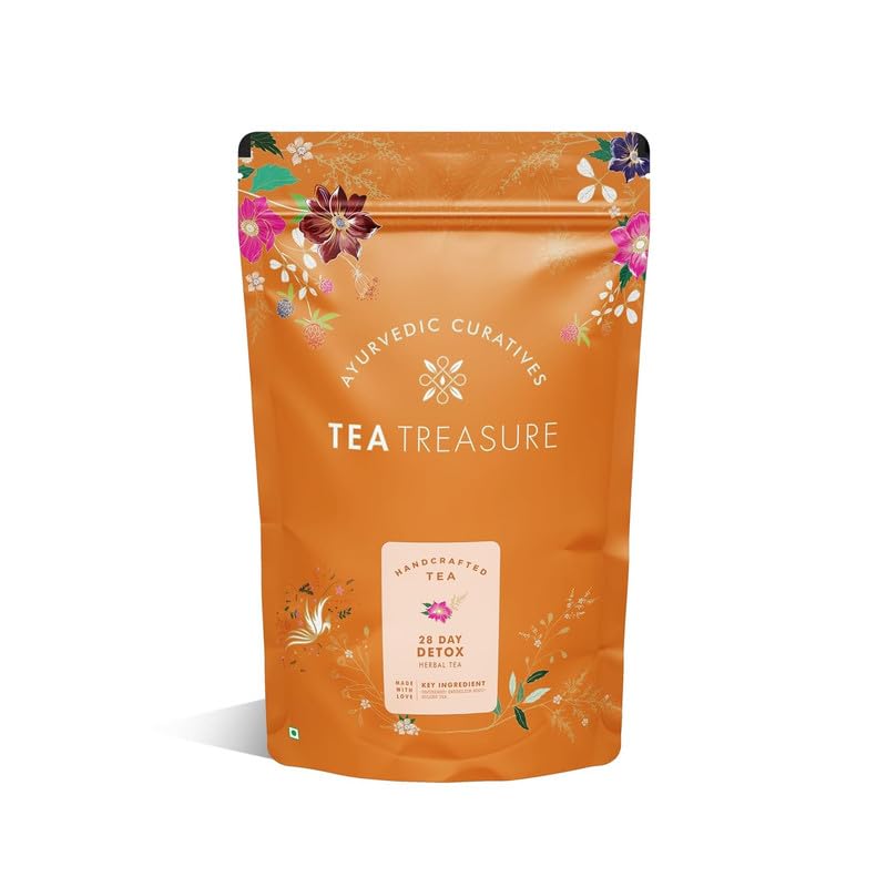 Tea Treasure 28 Day Detox Herbal Tea | With Garcinia Cambogia & Oolong | Aids Belly Fat Reduction | Skin Glow & Digestion | 100% Natural Un