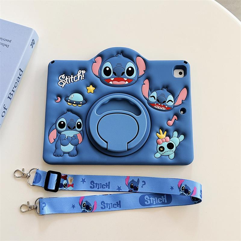 For IPad Air 2 3 4 5 10.9 Mini 6 7 A16 Pro 11 9 8 7th Generation 10.2 10.5 Cute Cartoon Stitch Silicone Tablet Protective Case