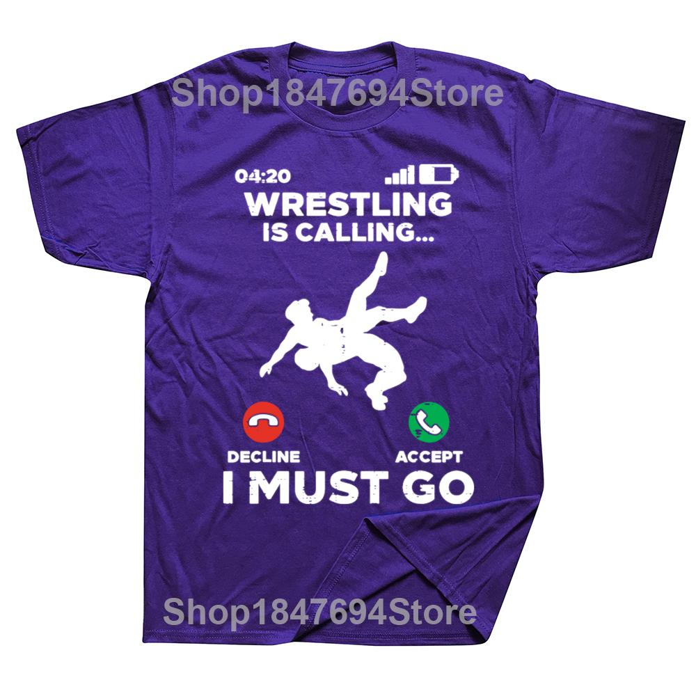 

Wrestling Is Calling I Must Go Funny Wrestler Graphic T-shirts Men Fashion Casual Tshirt 100% Cotton Loose Oversized T Shirt XL