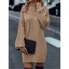 YYFS Women's Fashion Casual Fall Winter Solid Color Print Long Sleeve High Neck Sweaters