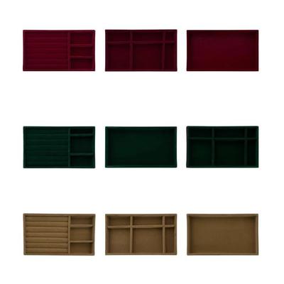 Sturdy Lint Jewelry Tray with Multiple Slots Rings Organizers Display Insert Holder Accessory for Drawer or Dresser