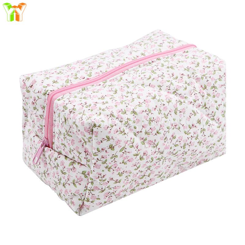 YY Handmade Cotton Makeup Bag for Women Aesthetic Girl for Toiletry Bag with Bow Detail National Style Handmade by Women