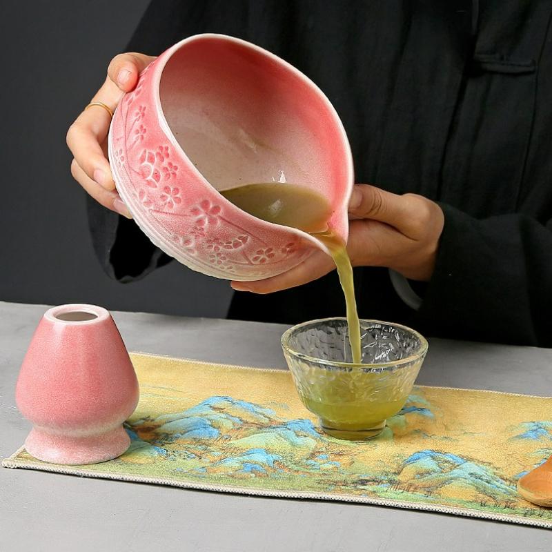 Japanese Style Ceramic Matcha Making Set Ceramic Bowl Matcha Teapoon Whisk Set Matcha Kit Gift Box Tea-making Accessories New