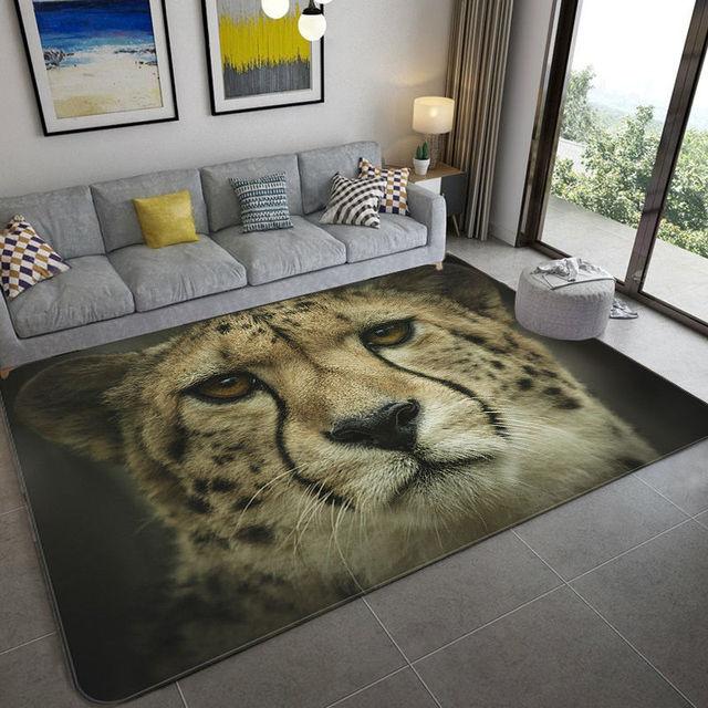 Fashion Leopard Pattern Carpet On The Floor 3d Animal Printed Big Carpet Living Room Soft Sponge Bathroom Mat Absorb Anti -Slip