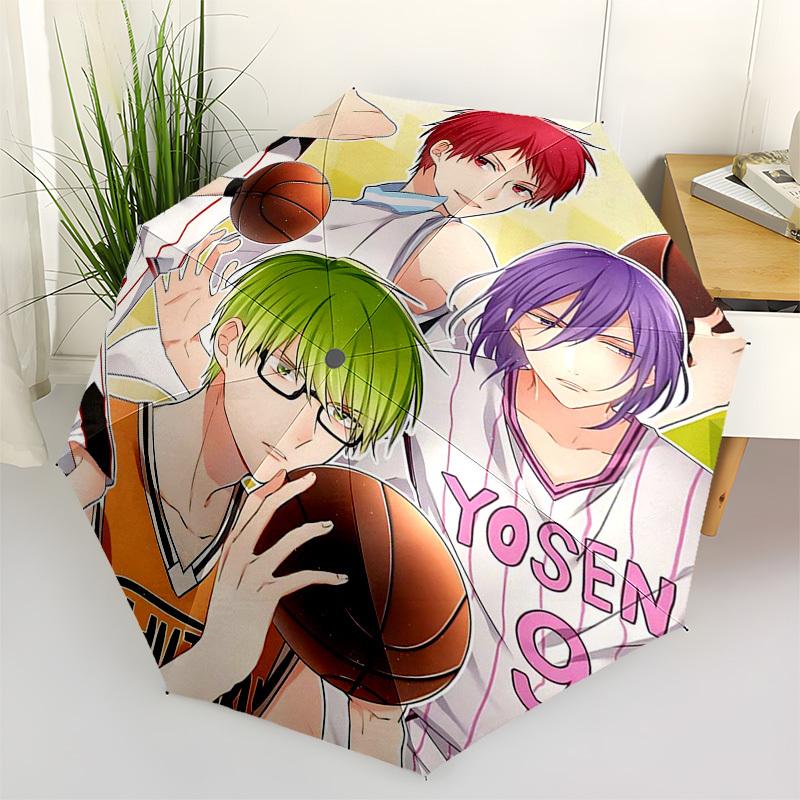

1pc Outdoor Umbrella with Kuroko no Basket Characters - Automatic Opening/Closing, Portable 3-Fold Design, 8-Rib Iron Frame - Perfect Gift for