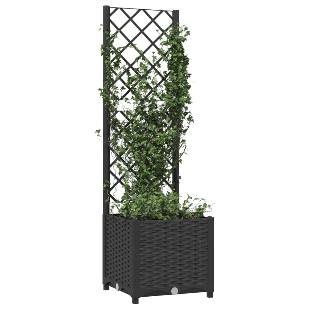 Vidaxl Garden Planter With Trellis, Black, 40X40X136 Cm, Pp