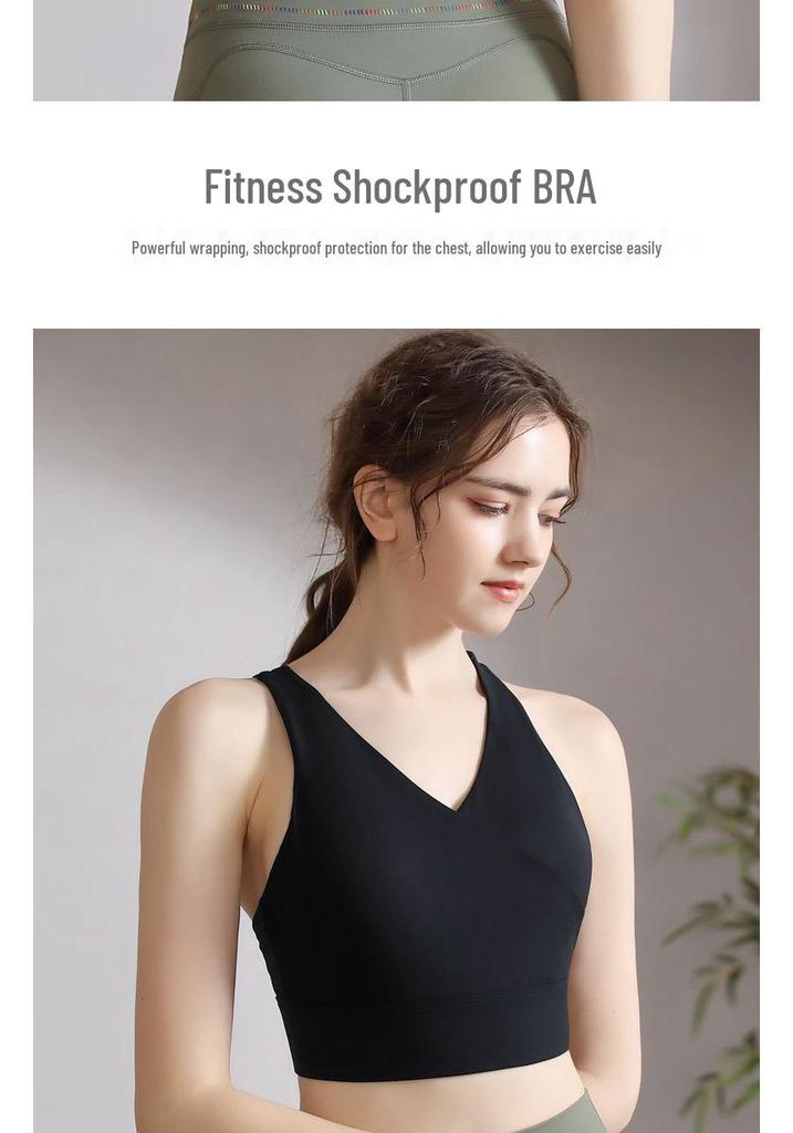 Plus Size Cross-Back Shockproof Sports Yoga Bra with Underarm Slimming Fit