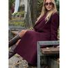 Women Fashion Burgundy Coat Double Breasted Long Sleeve Lapel Blends Jacket High Street Outerwear