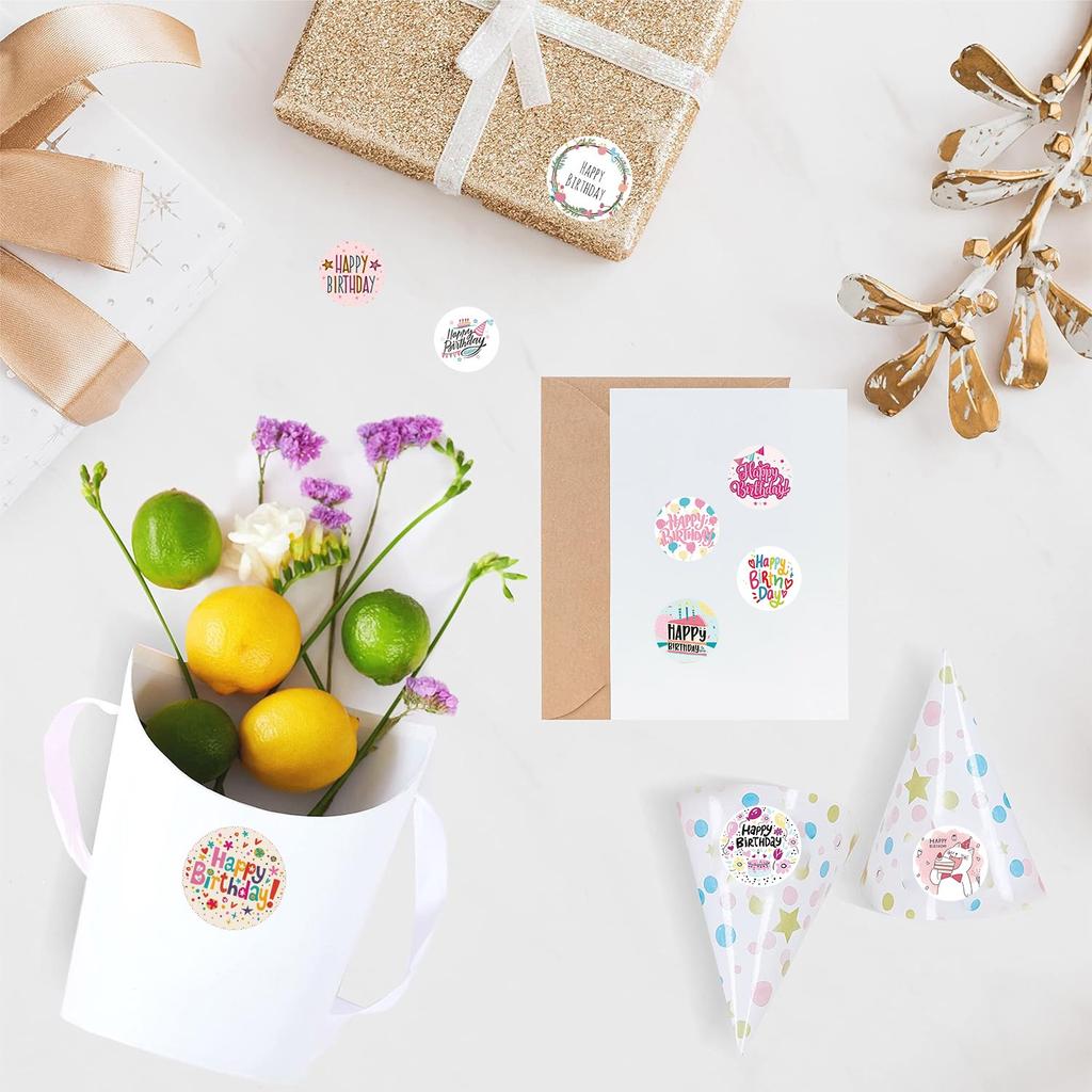 500Pcs/Roll Happy Birthday Series 01 Rolling Rewards Stickers - DIY Scrapbooks Album Decor Sealing Label Decals