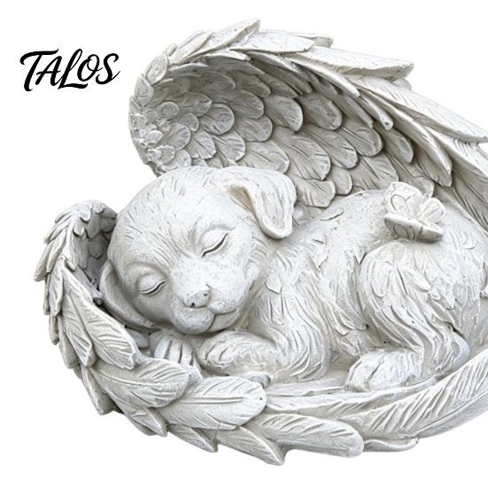 Resin Angel Wing Decor Pet Memorial Statue with Wings, Dog/Cat Durable Miniature Sculpture, Weather Resistant Commemorative Ornament for Outdoor