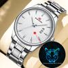 Men Watches Fashionable Trends Waterproof Luminous Calendar Stainless Steel Wristband Business Quartz Watch Clock Gift