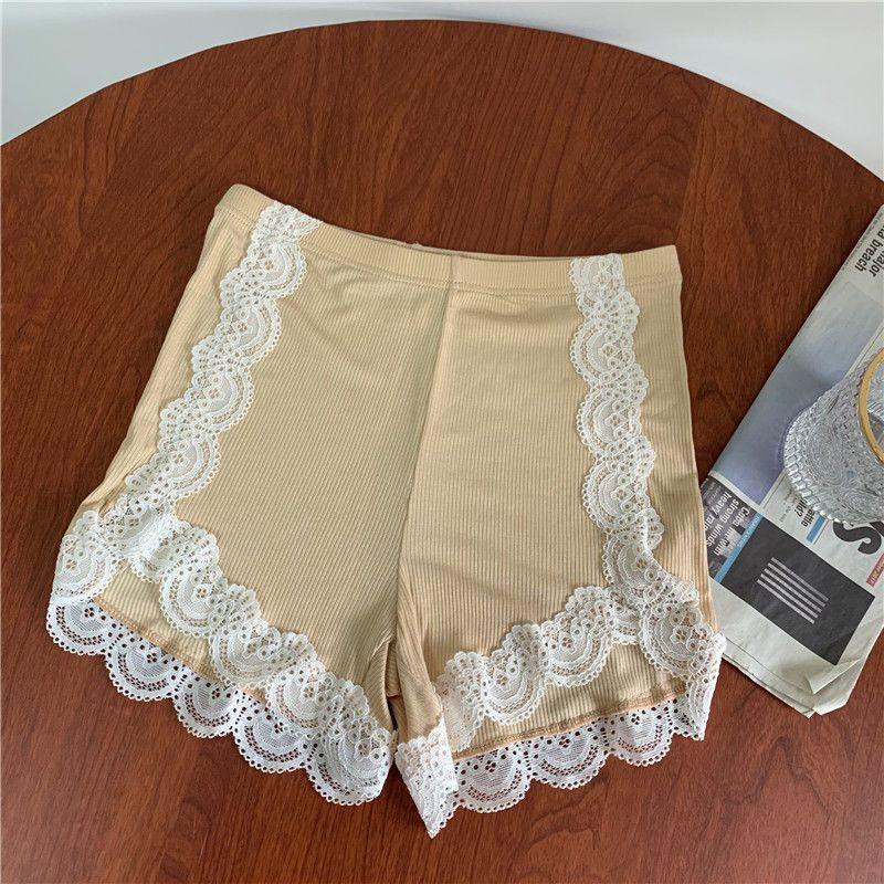 Women s Summer Lace Trim Anti-Exposure Ice Silk Safety Shorts One Size (Fits 80-110 jin)