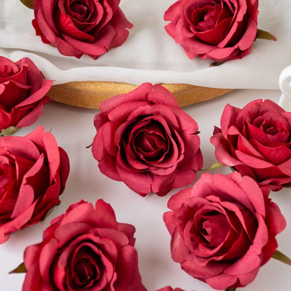 5Pcs Fashion Lifelike Artificial Rose Flower DIY 7cm Fake Flowers Corsage Valentine's Day