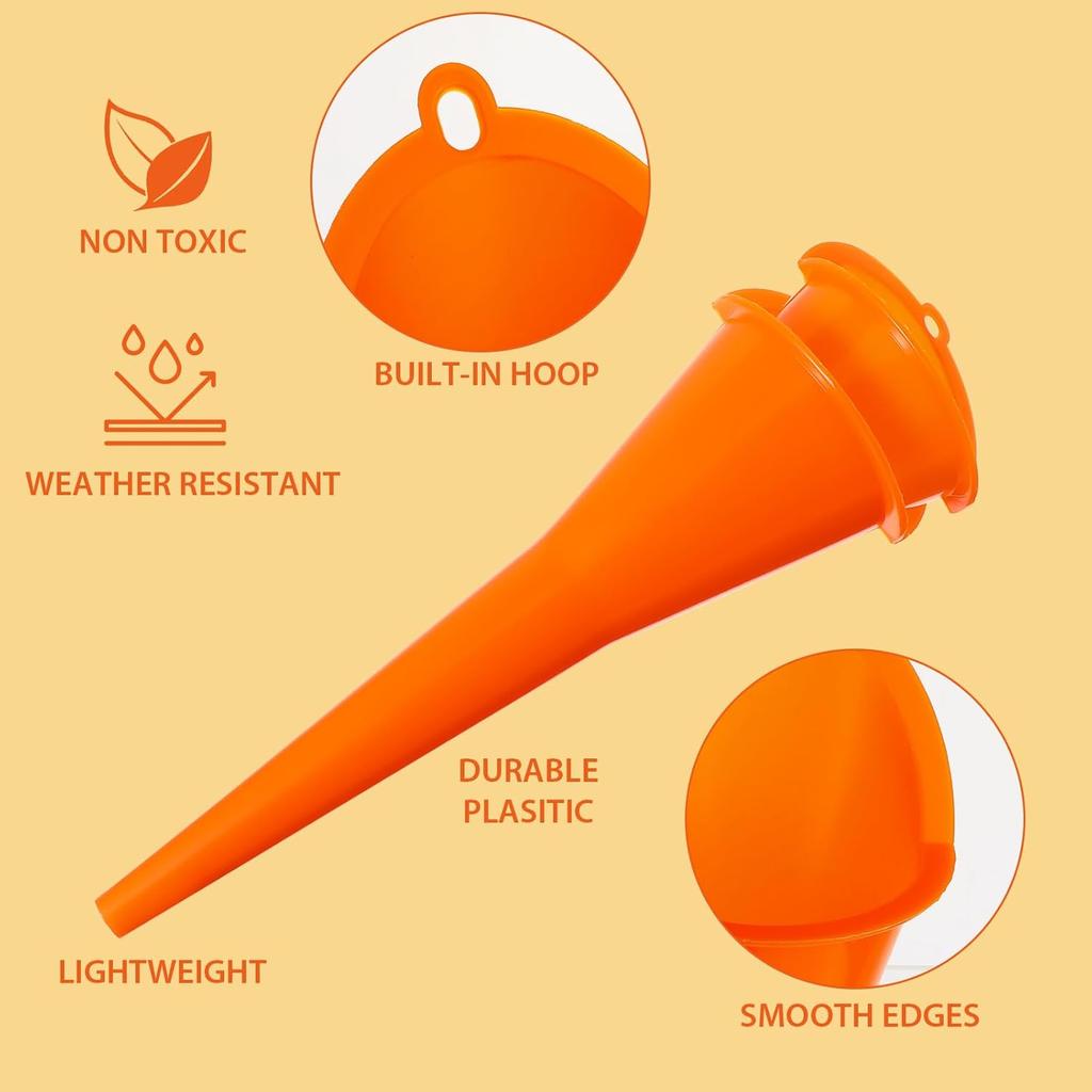 2-Pack Long Neck Multi-Purpose Spill Saver Plastic Funnel For Filling Automotive Oils, Lubricants, Engine Oils, Water, Diesel Fuel, Kerosene And