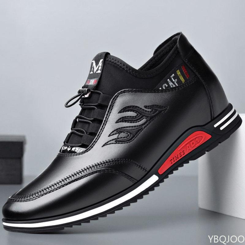 

Spring New High Top Casual Men s Shoes with Waterproof Leather Surface Increased Height Inside Casual Sports Vulcanized for Men 39