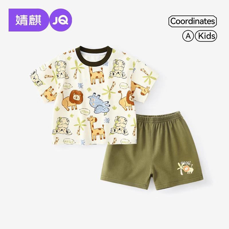 JOYNCLEON Baby Summer Short-Sleeve Top & Shorts Set 80