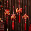 2025 Chinese New Year Lucky Fu Hanging Ornaments Mini Lantern Bells Red Tassel Pendant Spring Festival Decoration Gifts