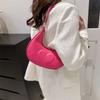 Korean Style Crescent Moon Underarm Bag Solid Color Hobo Bag Elegant PU Leather Shoulder Bag  Women