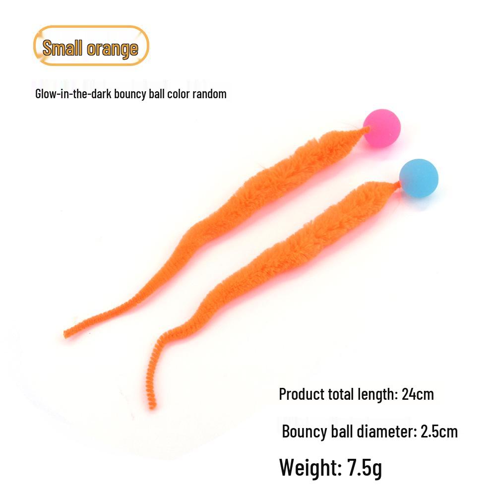 Solid Color Elastic Ball & Caterpillar Teaser Stick Kitten Toy