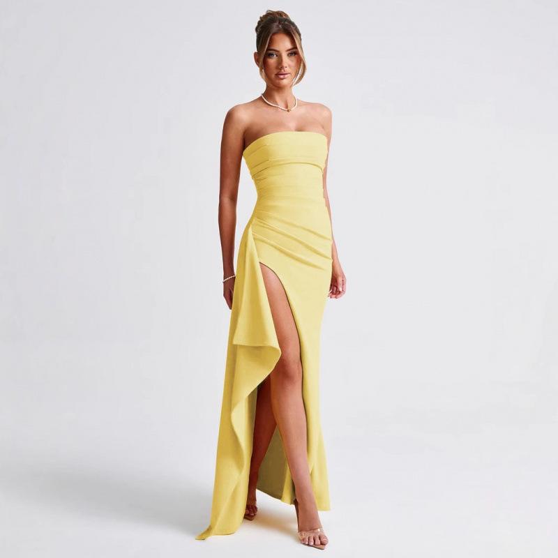Hot-selling new tube top dress, sexy side split irregular hip wrap skirt in European and American summer