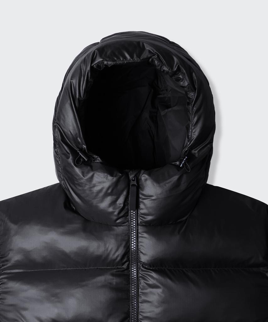 Musinsa Standard Glossy Ripstop Hooded Short Padded Jacket [Black]