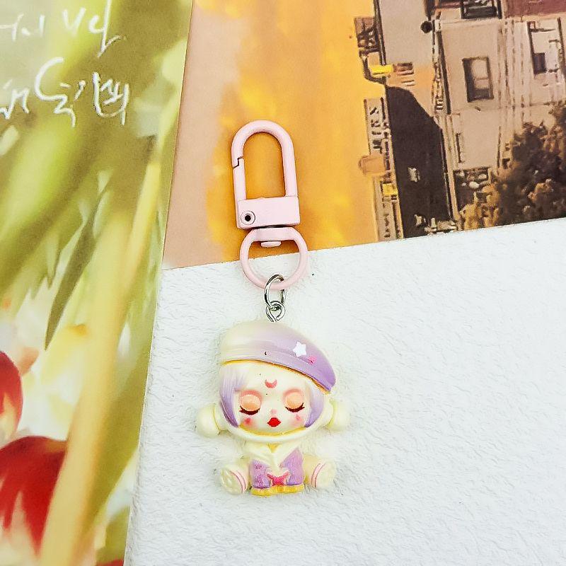 Moe Cartoon Girl Resin Keychain - Cute Bag Pendant & Small Gift