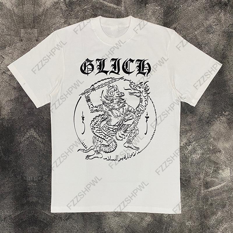 

Y2K Summer pure cotton shortsleeved Tshirt Harajuku pattern printed aesthetic Hiphop mens top Gothic street wear S