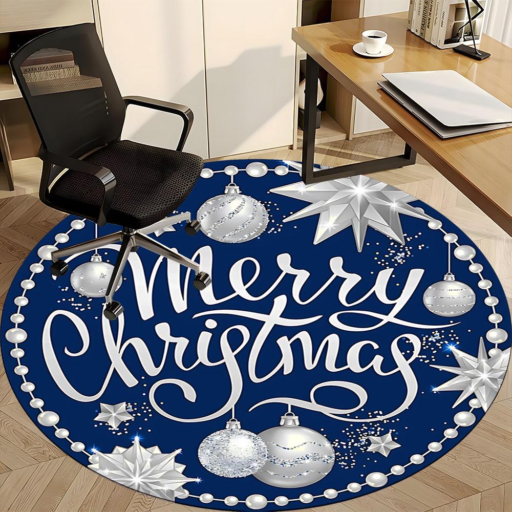 1pc Merry Christmas Chair Carpet for Office Non Slip, Machine Washable Rug for Office, Room Holiday Decor for Christmas, Birthday Polyester