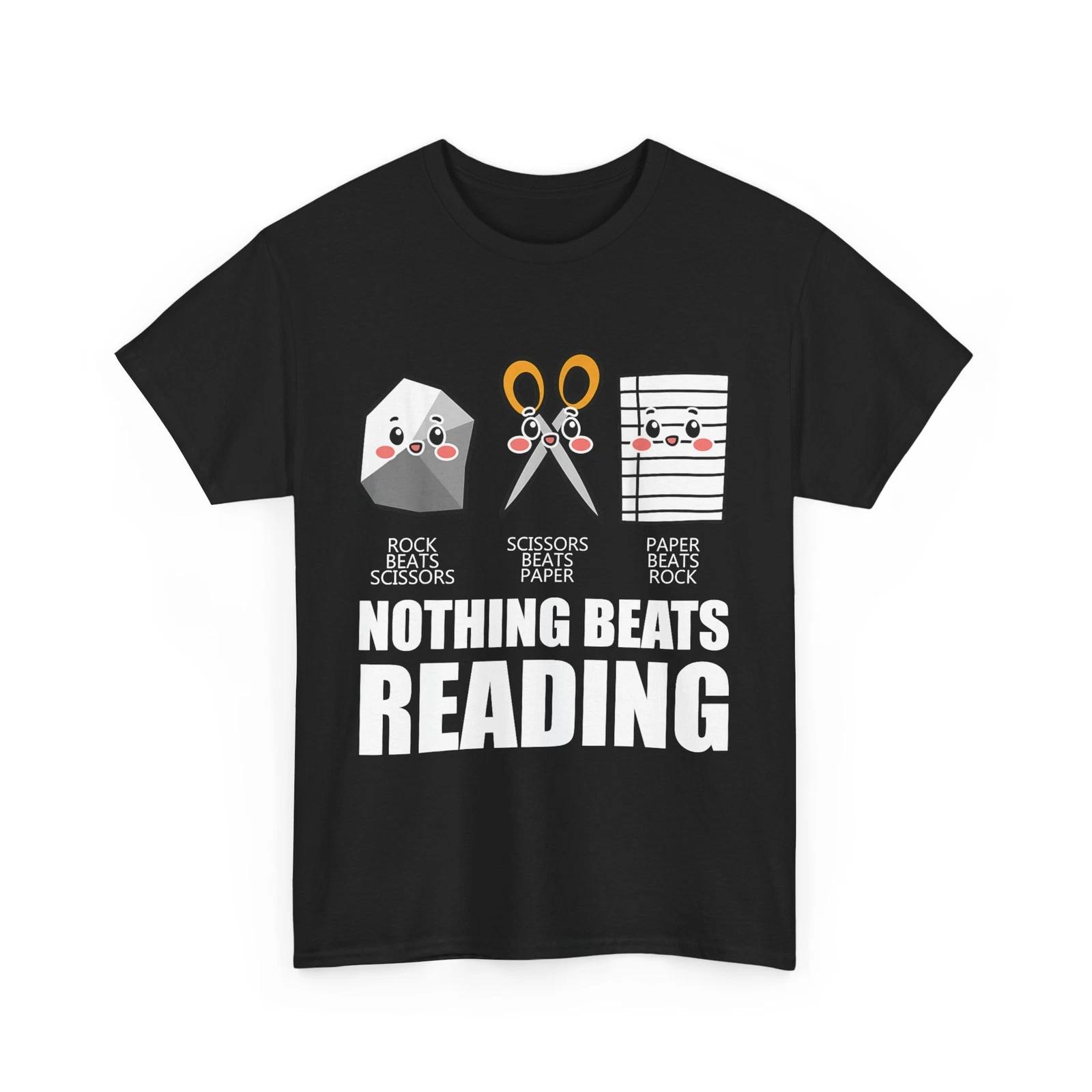 Reading Books Shirt, Nothing Beats Reading Rock Paper Book Lovers T shirt S