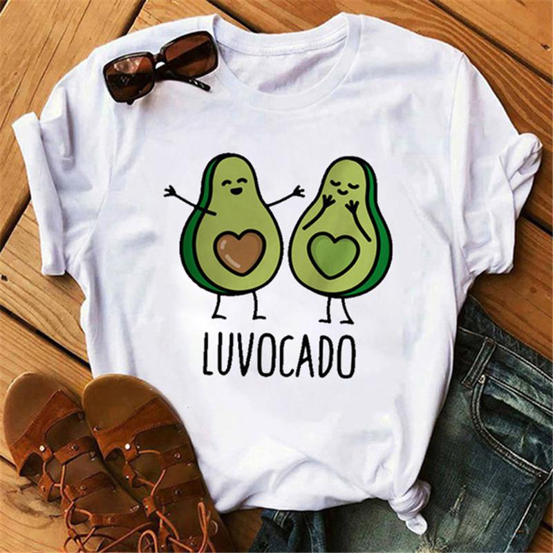 Maglietta Casual Harajuku da Donna Maycaur con Stampa di Avocado Estate Manica Corta T-shirt Casual Girocollo
