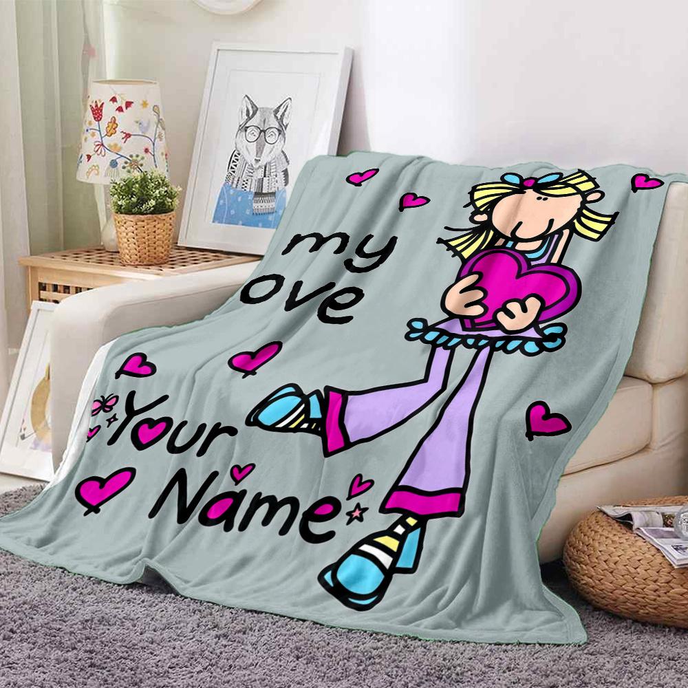 1PC Groovy Chick Custom Name Patterned Flannel Blanket Suitable For All Seasons For Home Decor Warmth And Comfort Gifts Holiday Present