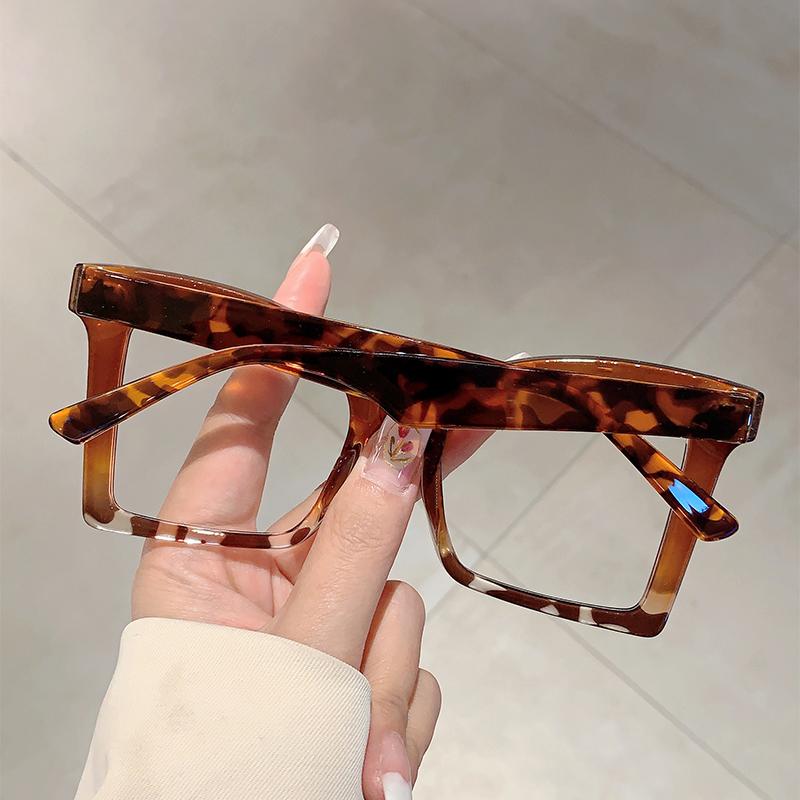 Vintage Square Glasses Frames Women Stylish Oversized Non-prescription Eyeglasses Ins Trendy Brand Design Eyewear
