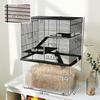 Gabbia per criceti a 3 piani con ruote, 2 piattaforme, rampe, ciotola e beverino, 58x43x74 cm, Nera