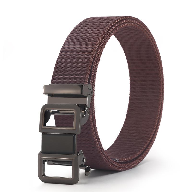 Belt Men'S Automatic Button Head Canvas Belt Medium Green Business Casual Simple Jeans Belt