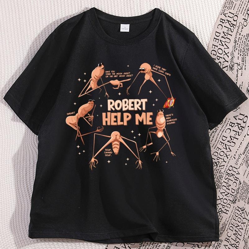 Marcus The Worm Funny Meme Robert Help Me T Shirt Funny Man Woman Cootton Graphic Tees High Quality Short Sleeve Round Neck Tee