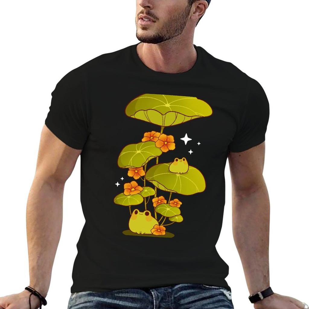 Happy froggies with flowers T-Shirt g man t shirts for men man t shirt summer printed t shirts