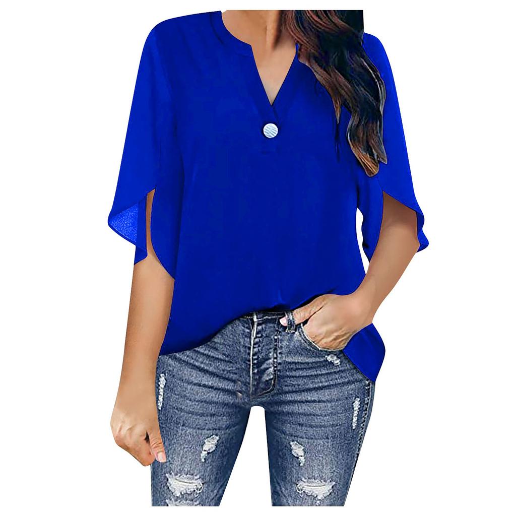 Women's Fashion Temperament Commute French Long Sleeve Shirt V-neck Top