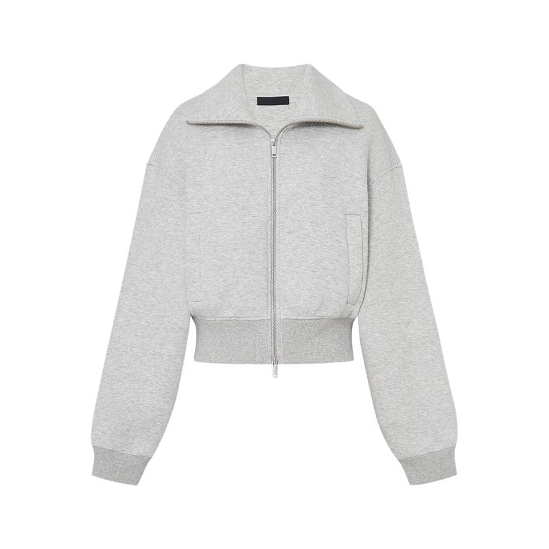 

MO&Co. 2024 Осенняя куртка с высоким воротником и двойной молнией, укороченная L